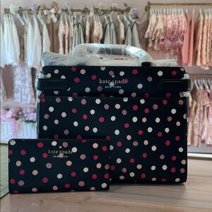 Kate Spade Black and Pink Satchel with Polka Dots